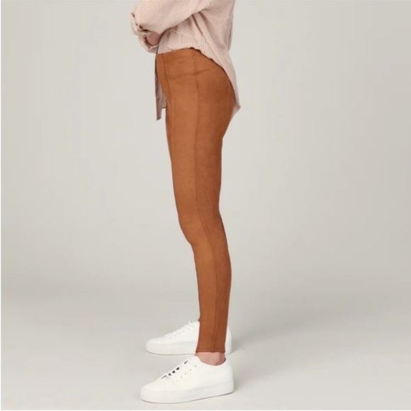 NWT Spanx Faux Suede Pull On High Waisted Leggings Rich Caramel - Picture 3 of 10